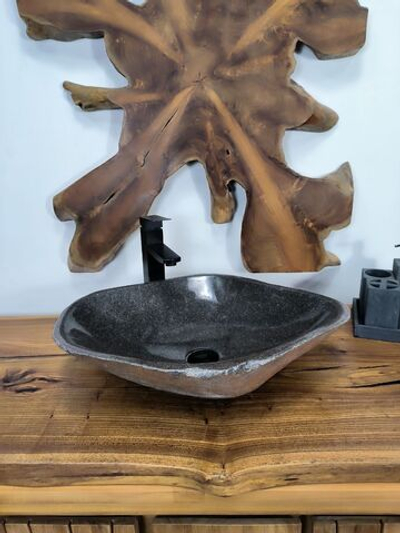 Раковина из речного камня RS-66674 56х43х15 из натурального камня