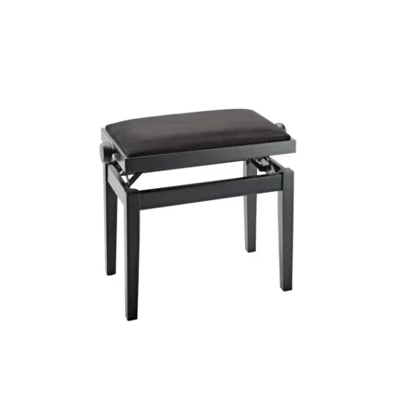 K&amp;M 13900-100-20 банкетка для пианино, мат. чёрн. основание, чёрн. вельвет. сиденье, в. 46-55 см