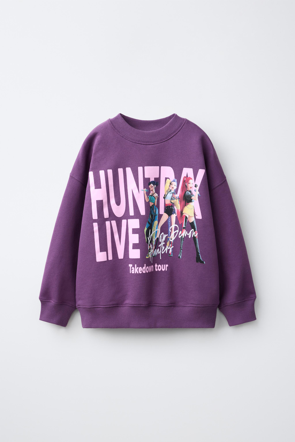 ZARA ТОЛСТОВКА С ПРИНТОМ KPOP DEMON HUNTERS™ NETFLIX ©, ЛИЛОВЫЙ