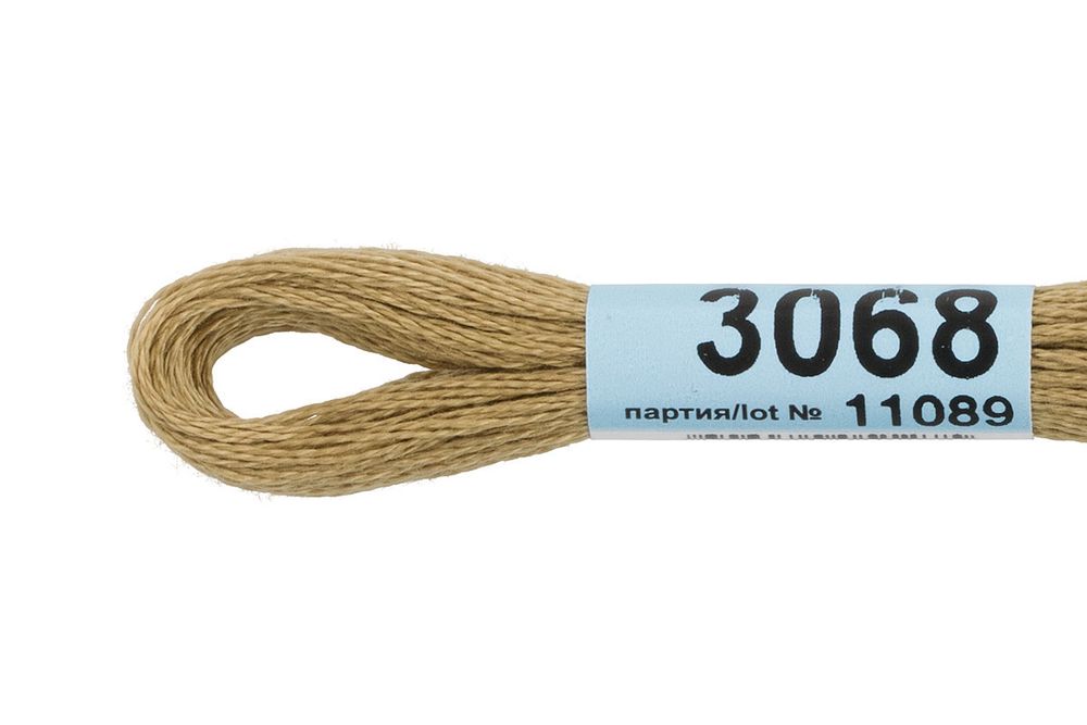 Мулине Gamma 100% хлопок, цв.3068 хаки- оливковый, 24 мотка по 8 метров