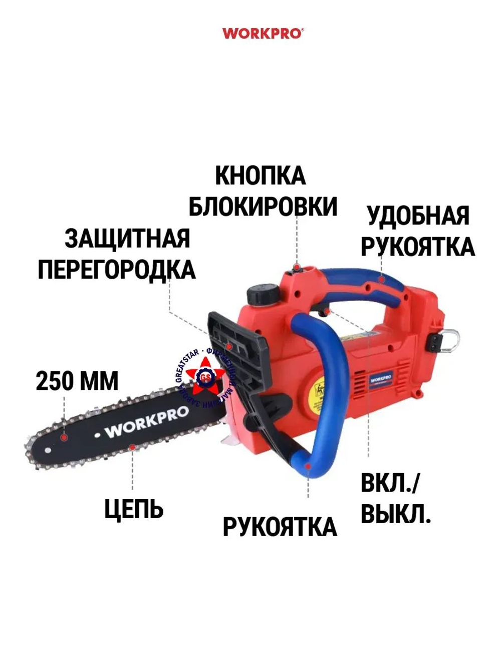 Цепная пила аккумуляторная бесщеточная 20 Вт WP391600