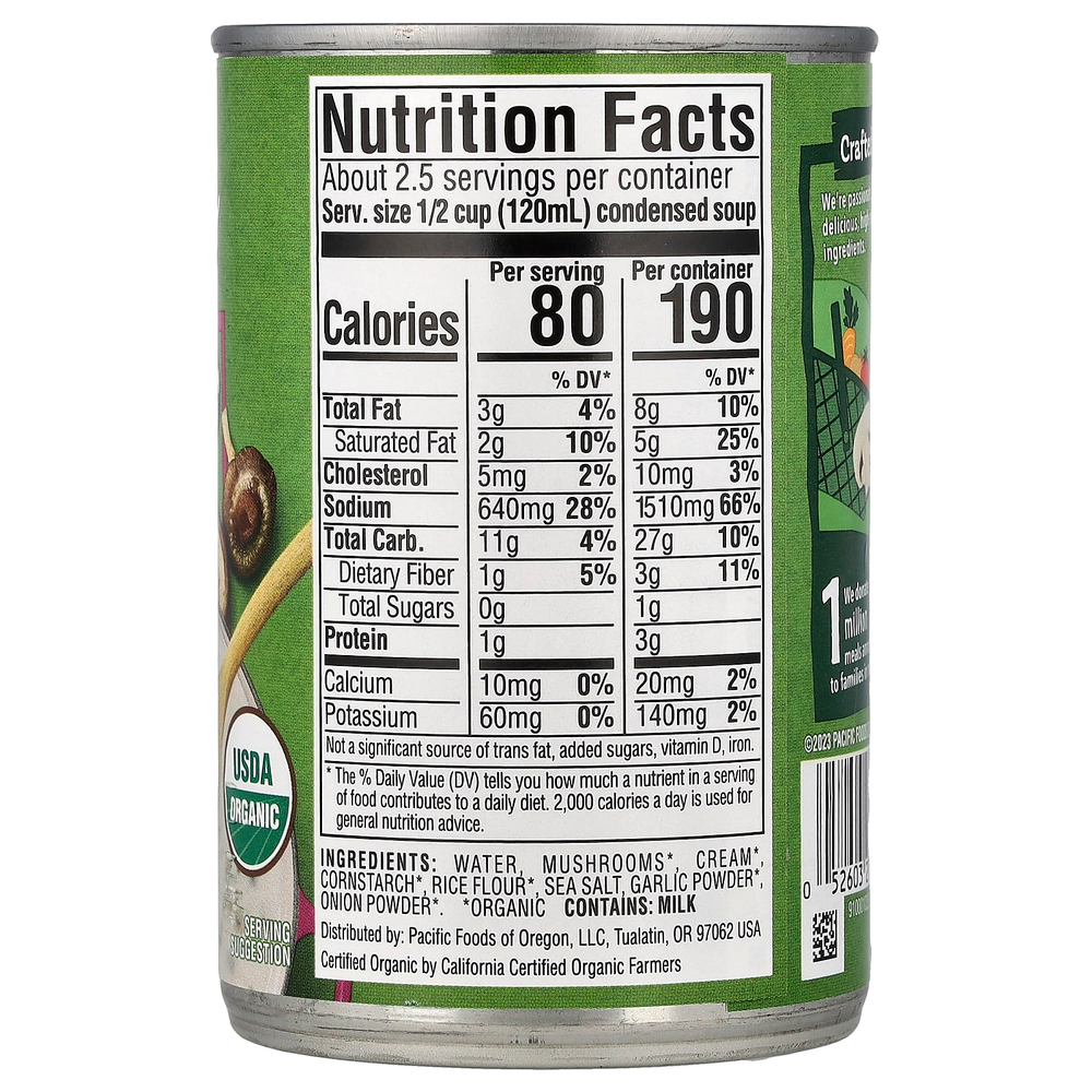 Pacific Foods, органический крем-суп из грибов, 298 г (10,5 унции)