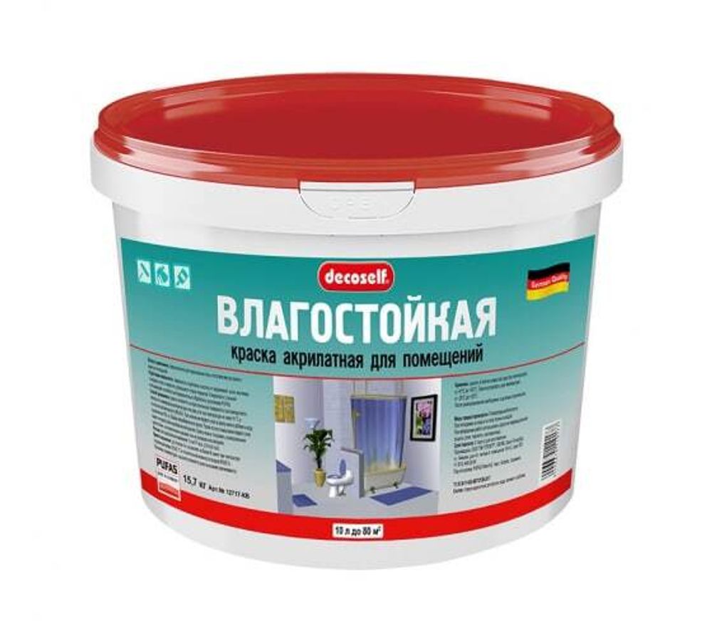 Краска ПУФАС влагост. Decoself мороз белая 15,7 кг