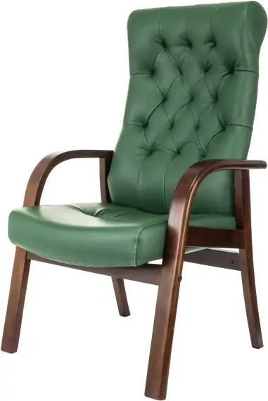 Кресло Бюрократ T-9928WALNUT-CF зеленый кожа на ножках дерево