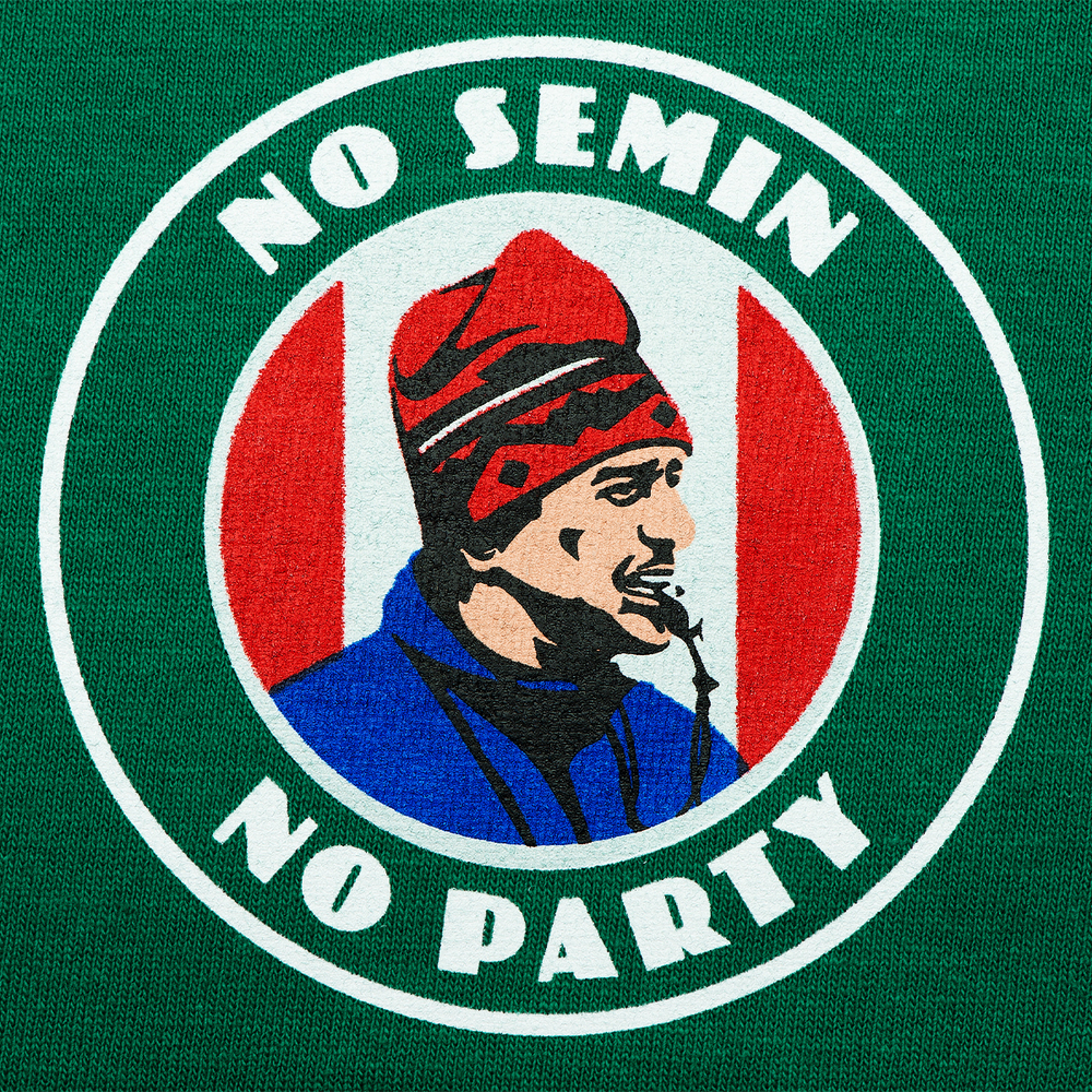 Футболка NO SEMIN NO PARTY на сердце зелёная