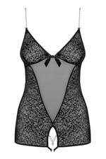 Чёрное кружевное боди с вырезом в интимном месте Diamond Teddy SM (42-44) (Цвет: черный)