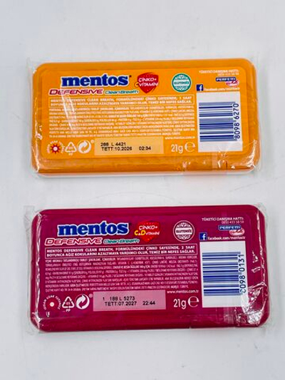 MENTOS набор освежающих пастилок с цинком и витаминами (2 шт. по 21 г) Defensive CleanBreath, апельсин и вишня, без сахара, 42 г, Турция