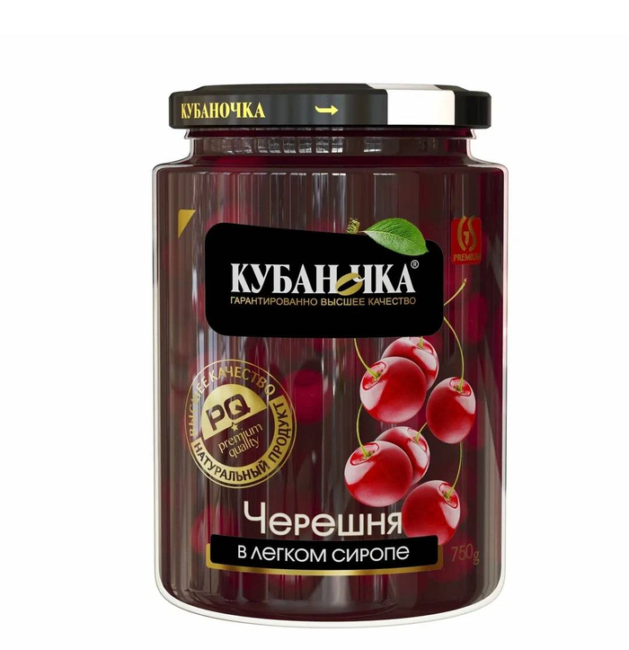 Компот 750г Черешня Кубаночка в легком сиропе