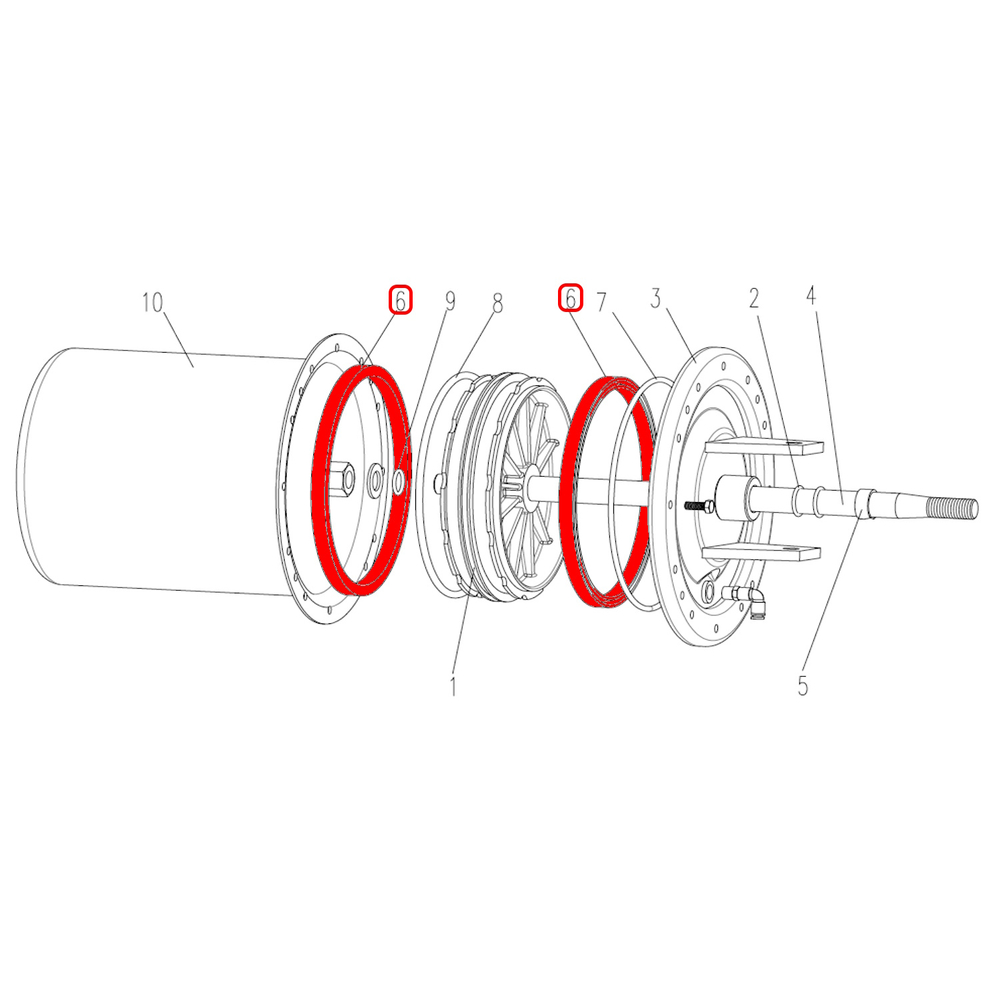 Манжета поршня цилиндра отжима 186×12×9 V324, V426, V426R