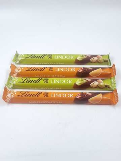 Lindt Lindor молочный шоколад с с фисташками и вкусом апельсина 4 шт по 38 г (Из Финляндии)