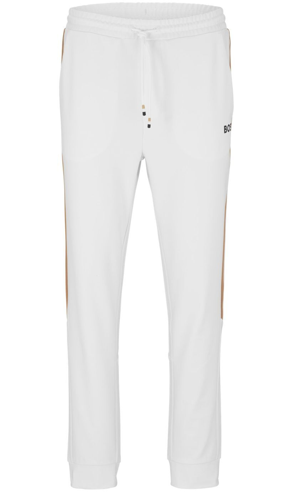 Мужские теннисные штаны BOSS x Matteo Berrettini Tracksuit Bottoms In Active-Stretch Fabric With Side Strip - white