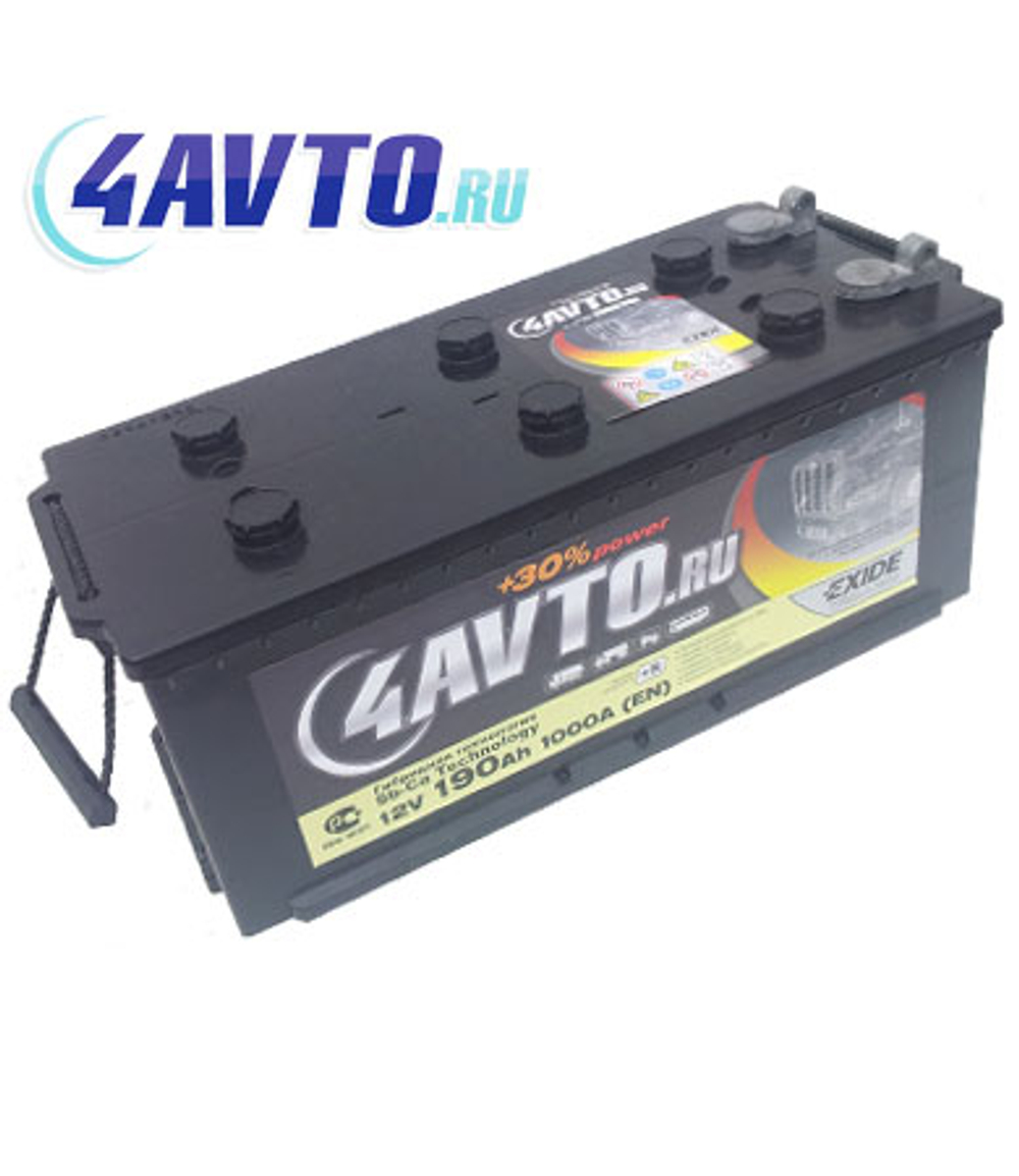 Аккумулятор 6СТ-190 А.ч., о.п., R+, 4AVTO.RU (болт)