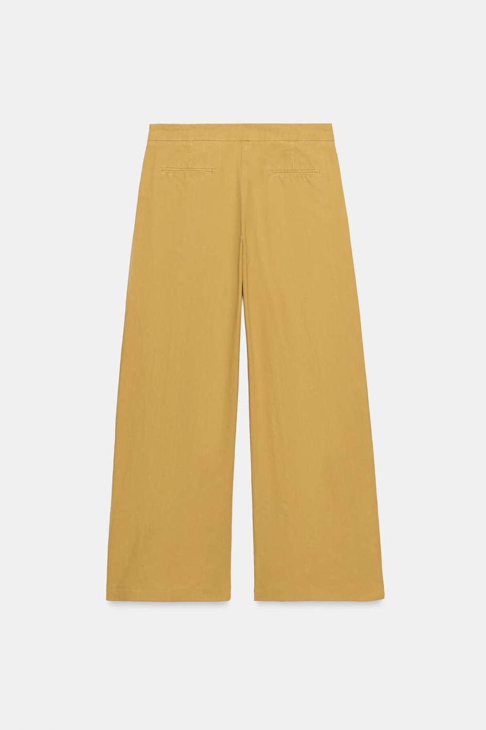 ZARA БРЮКИ СО СКЛАДКАМИ ZW COLLECTION, ГОРЧИЧНЫЙ