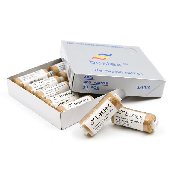 Нитки швейные бытовые Bestex 40/2, 365 м (400 ярд) / 10 кат., 228 песочный