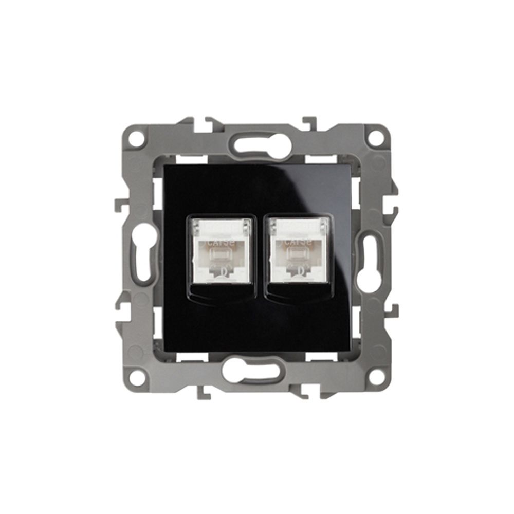 Розетка ЭРА Серия 12 12-3108-06 информационная двойная 2XRJ45 IP20 чёрный | Эра 12