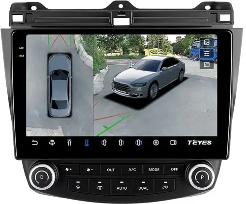 Магнитола для Honda Accord 7 2003-2008 (рамка вниз) - Teyes CC3-2K-360 монитор 10.36" 2K QLED на Android 10, Быстрая, CarPlay, 4G SIM-слот, 4 камеры в комплекте