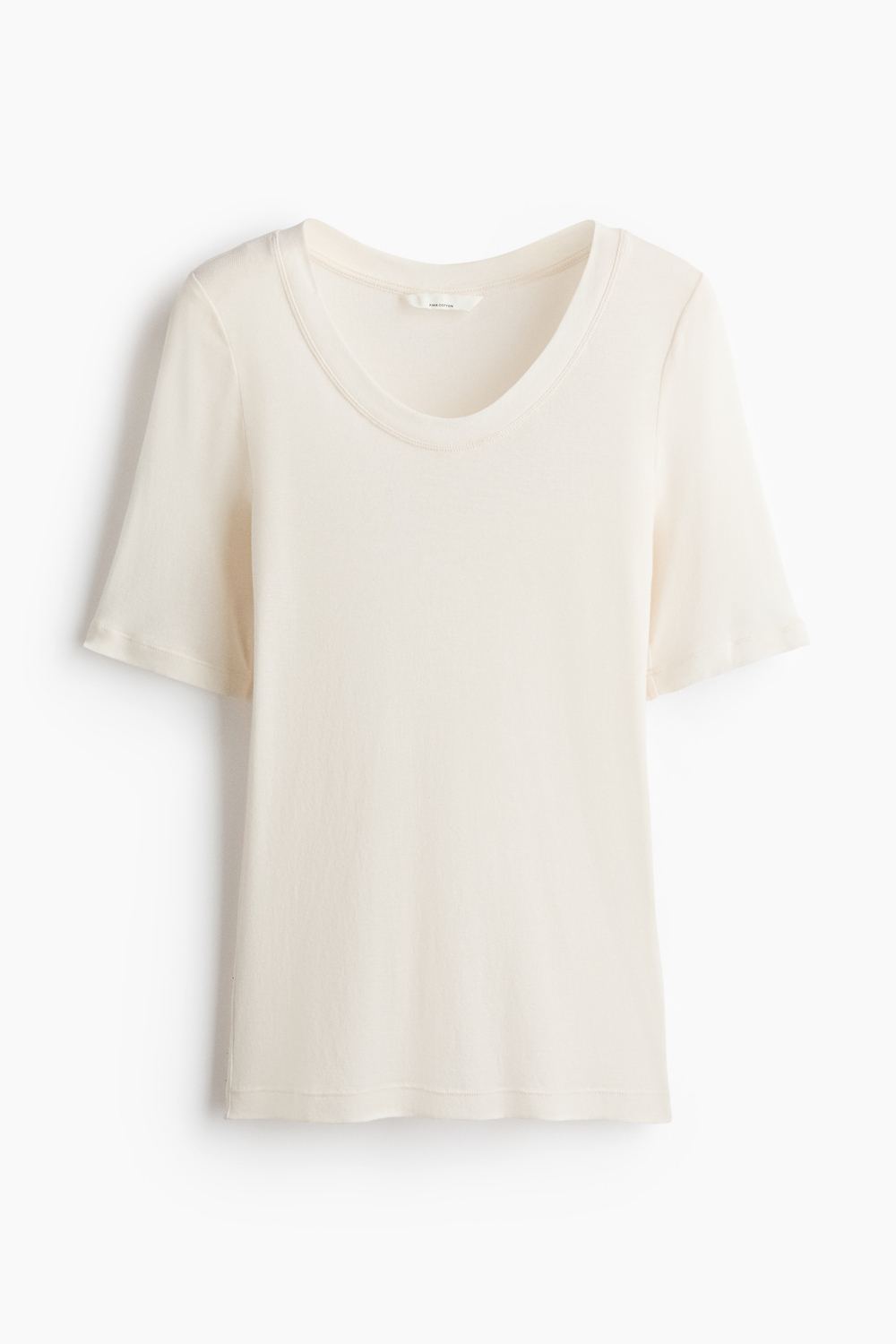 Футболка из хлопка пима с глубоким вырезом - H&M