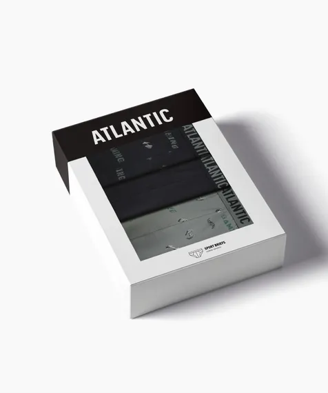 Мужские трусы (3шт) слипы спорт Atlantic 3MP-206, хлопок, черный + черный + светлый хаки