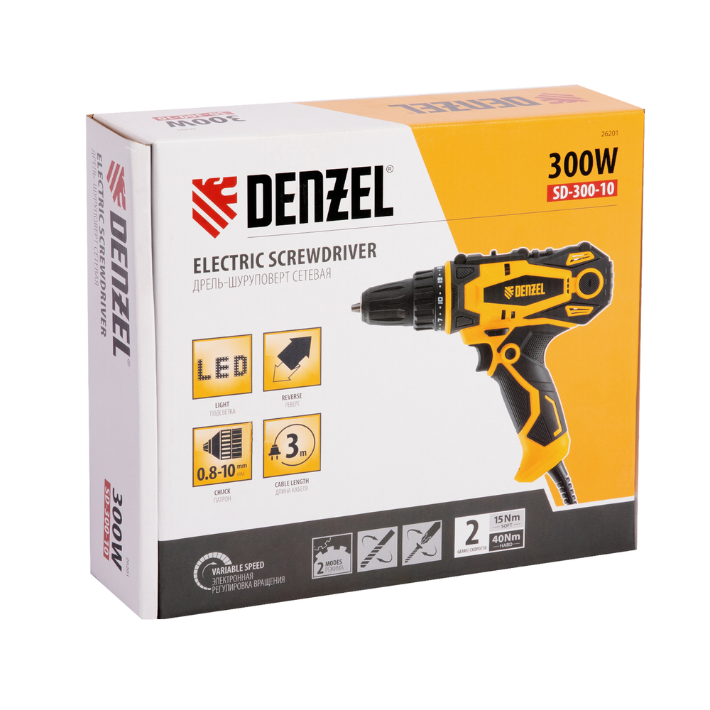 Дрель-шуруповерт сетевая SD-300-10 Denzel