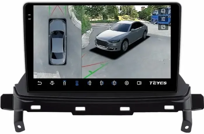 Магнитола для Mitsubishi Eclipse Cross (взамен ШГУ-планшета) - Teyes CC3-2K-360 монитор 9.5" 2K QLED на Android 10, Быстрая, CarPlay, 4G SIM-слот, 4 камеры в комплекте