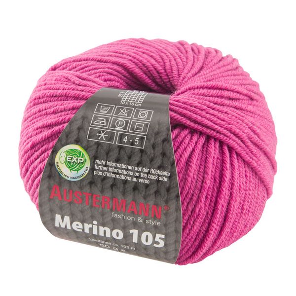 Пряжа Austermann (Аустерманн) Merino 105 EXP / уп.10 мот. по 50 г, 105м, ярко-розовый