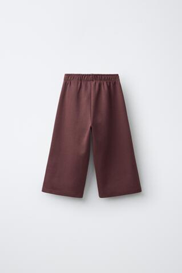 ZARA БРЮКИ WIDE LEG ИЗ МЯГКОЙ ТКАНИ С СЕРДЦЕМ, ШОКОЛАДНЫЙ