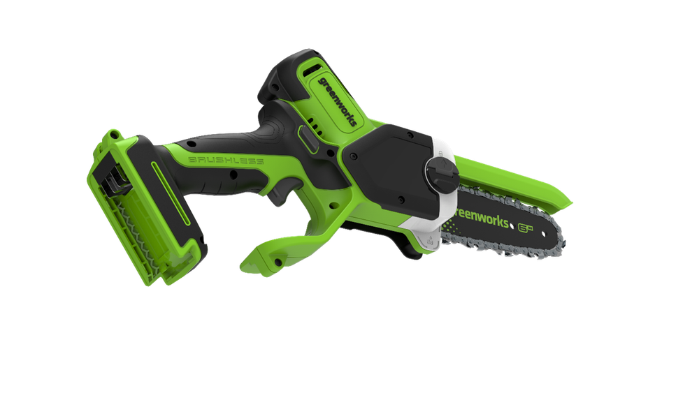 Цепная мини пила аккумуляторная Greenworks GD24CS15, 24V, 15см, бесщеточная, с автоматической смазкой цепи, без АКБ и ЗУ ( 2010107) в сумке