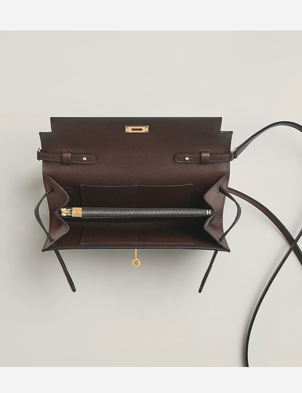 Hermès Kelly Classique To Go Electrum wallet Moka (H084169CC44)