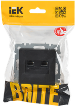 BRITE Розетка компьютерная двойная RJ45 кат.6 РК11-2-БрЧ черный IEK