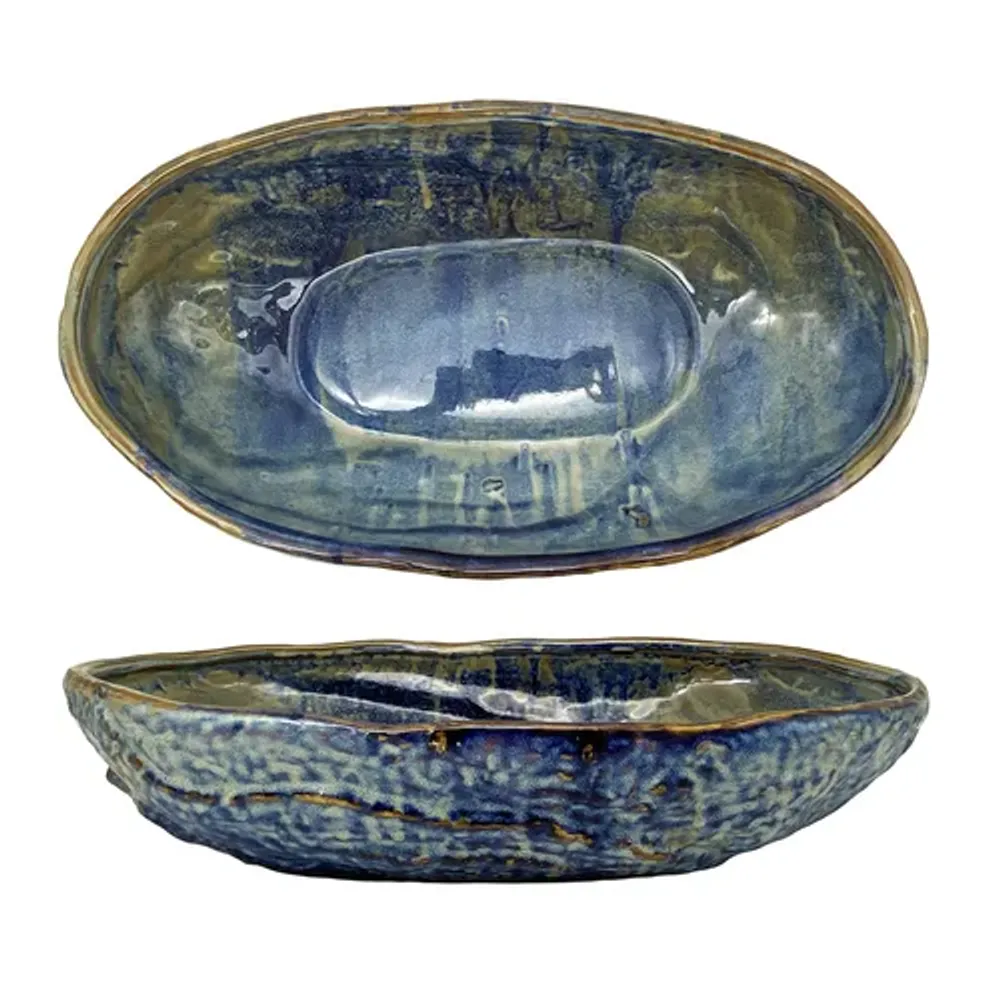 Блюдо овальное 35*20,5 см h6 см глубокое 2 л Aqua Blue Style Buffet P.L. [1]