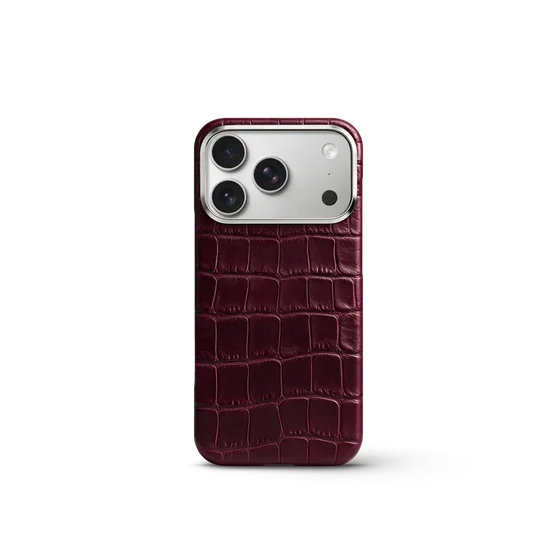 Чехол для iPhone 18 - Натуральная кожа аллигатора - Burgundy