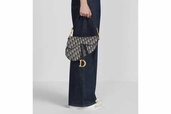 Сумка Dior Saddle с ремнем синий