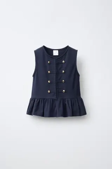 ZARA ФУТБОЛКА С ЗАСТЕЖКОЙ-КЛЕВАНТ, МОРСКОЙ СИНИЙ