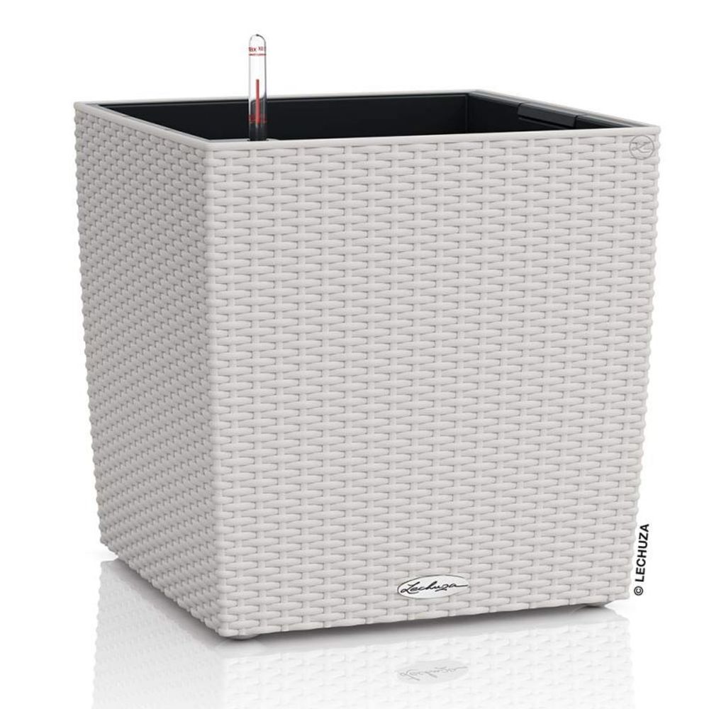 Кашпо Lechuza "Cube Cottage Complete light grey" (пластик), 50x50xH54 см