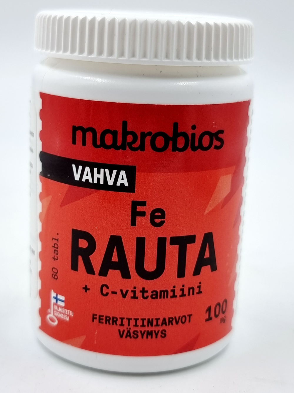 Makrobios усиленный комплекс железо 100 мг + С VAHVA RAUTA + C 60 таблеток (из Финляндии)