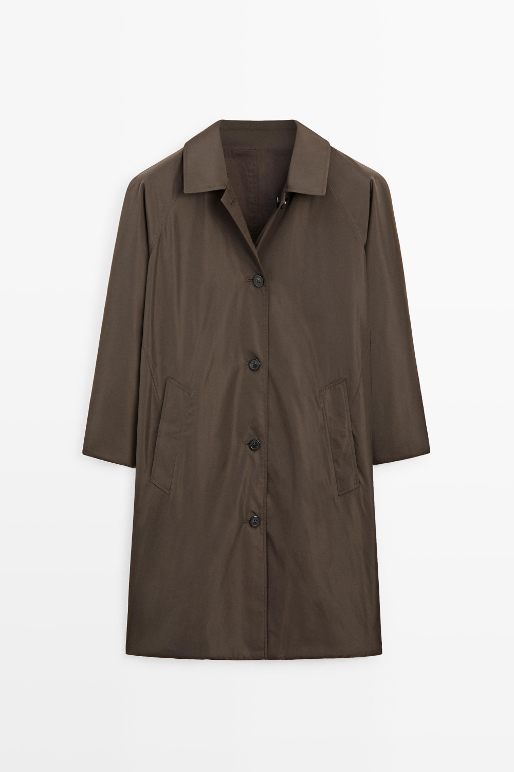 Massimo Dutti Длинный двусторонний тренч, шоколадный