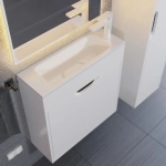 Тумба с раковиной для ванной Uperwood Modul 60 см, подвесная, матовая, белая/графит
