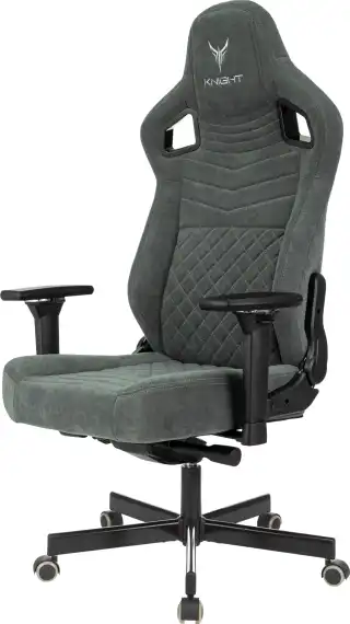 Кресло игровое Knight Hunter серый Alfa 44 искусственная замша с подголов. крестов. металл