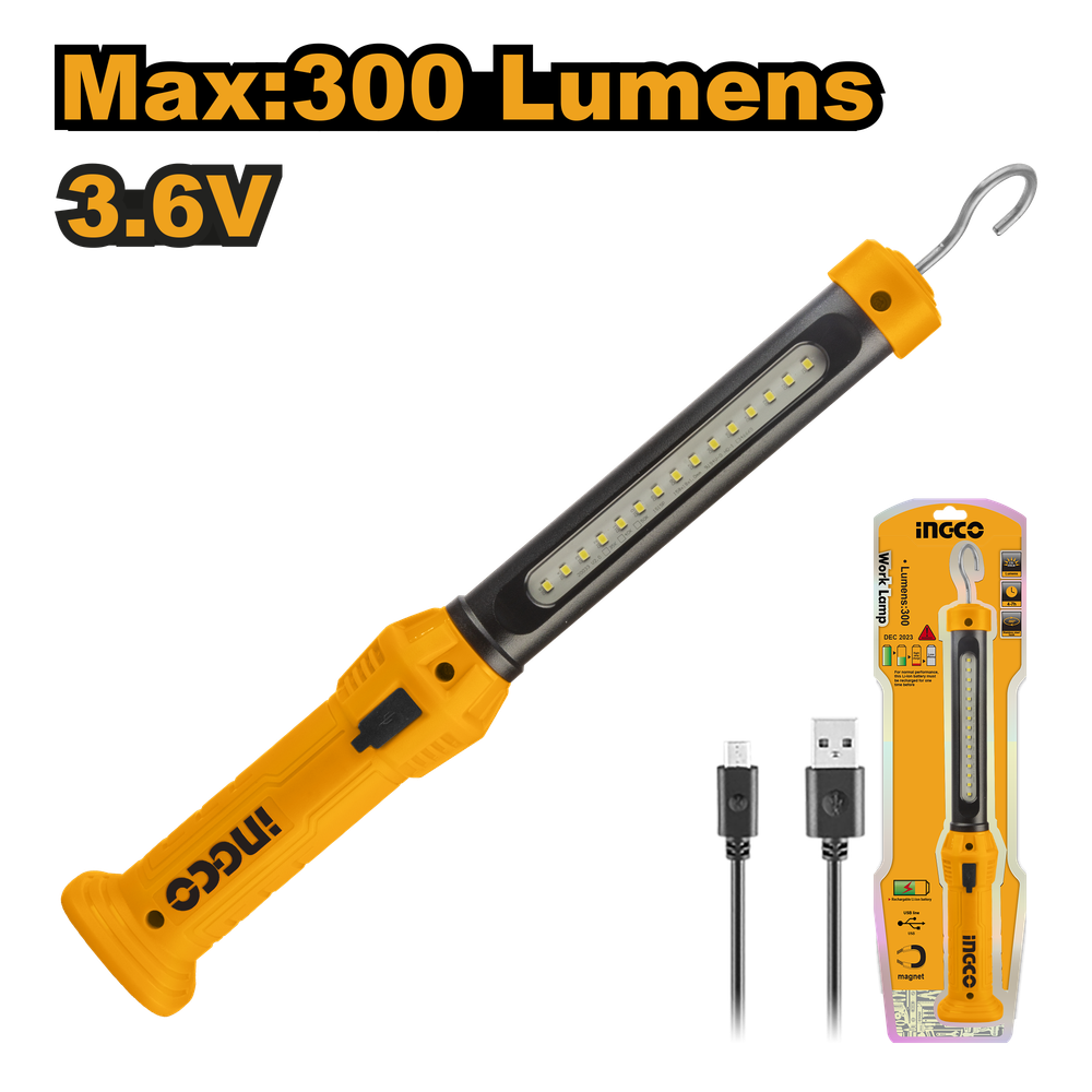 Лампа-фонарь на подвесе INGCO HWLI35261 USB type-C 300 Лм Лампа-фонарь на подвесе INGCO HWLI35261 USB type-C 300 Лм