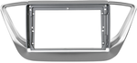 Магнитола для Hyundai Solaris 2 2017-2022 / Solaris HS (без штатной КЗВ, рамка серебро) - FarCar S500-TS20 монитор 9.5" 2K QLED на Android 14, Быстрейшая, CarPlay, 4G SIM-слот