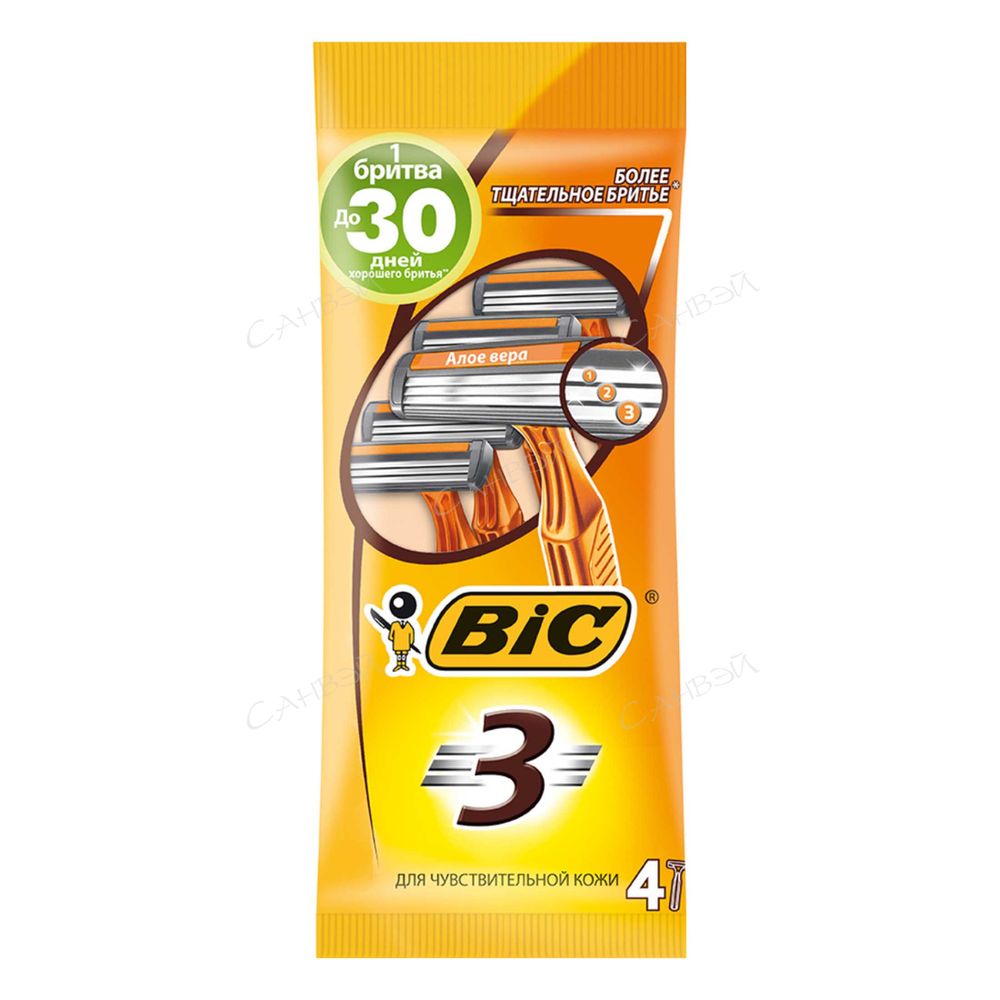 Станок д/бритья BIC ОДНОРАЗОВЫЙ Д/ЧУВСТВИТ КОЖИ 4ШТ