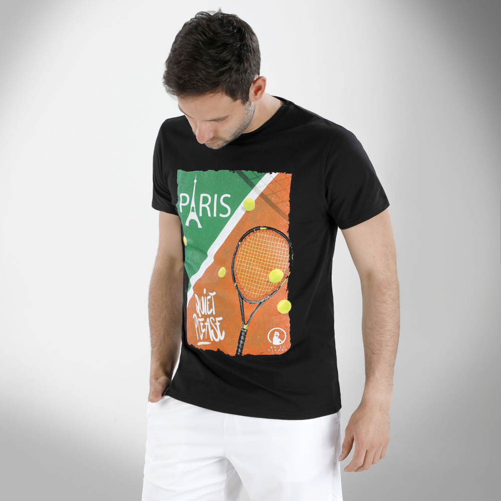 Мужское теннисное поло Quiet Please Paris Raquette Men - Black, Multicoloured
