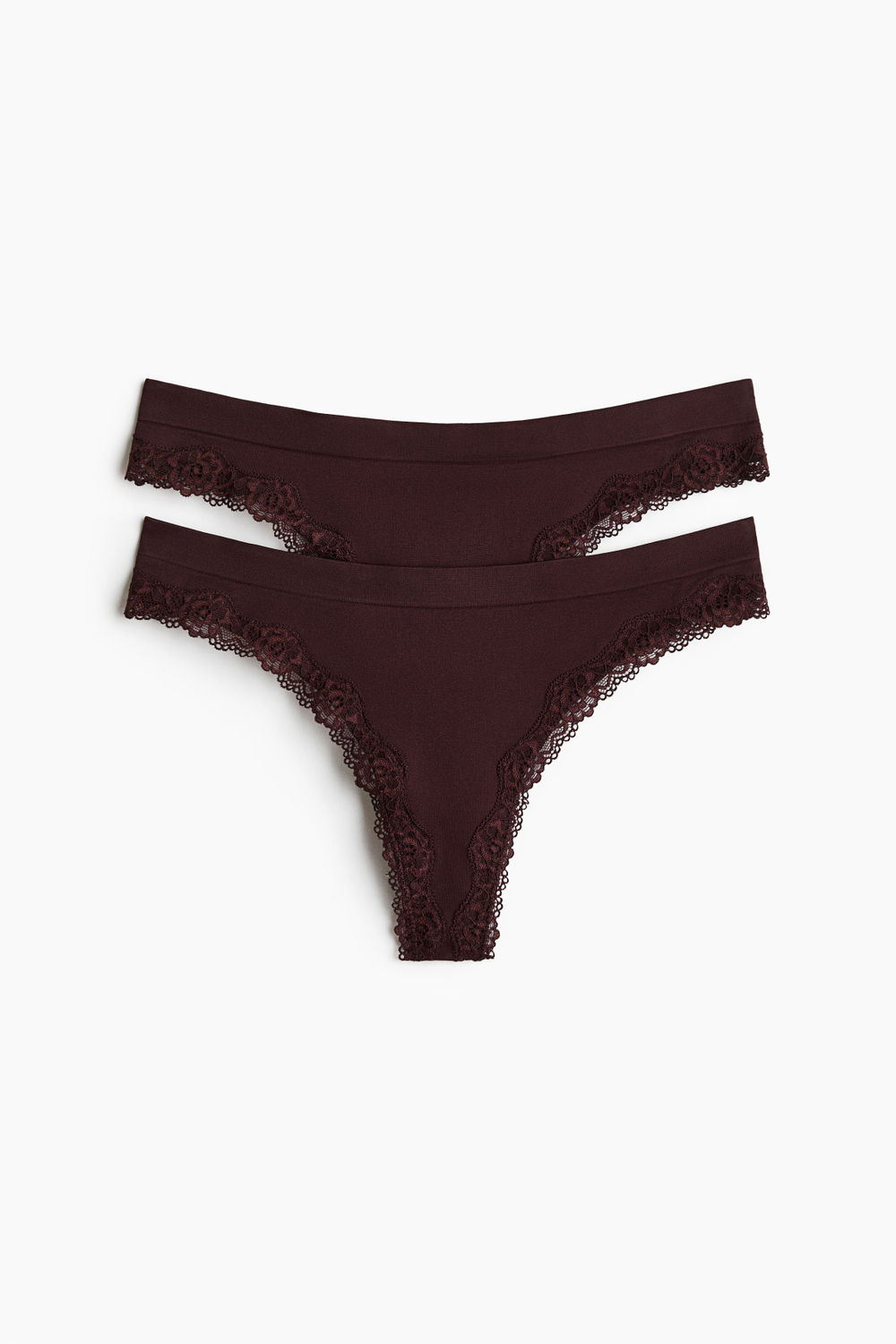 Бесшовные трусы-стринги с кружевом, 2 шт. - H&M