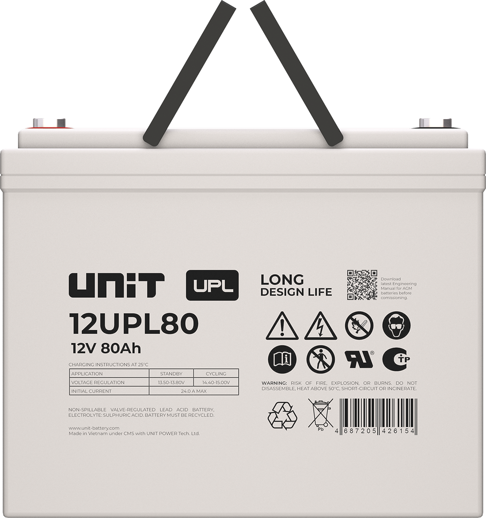 Аккумулятор UNIT 12UPL80 ( 80Ач / 12В ) AGM