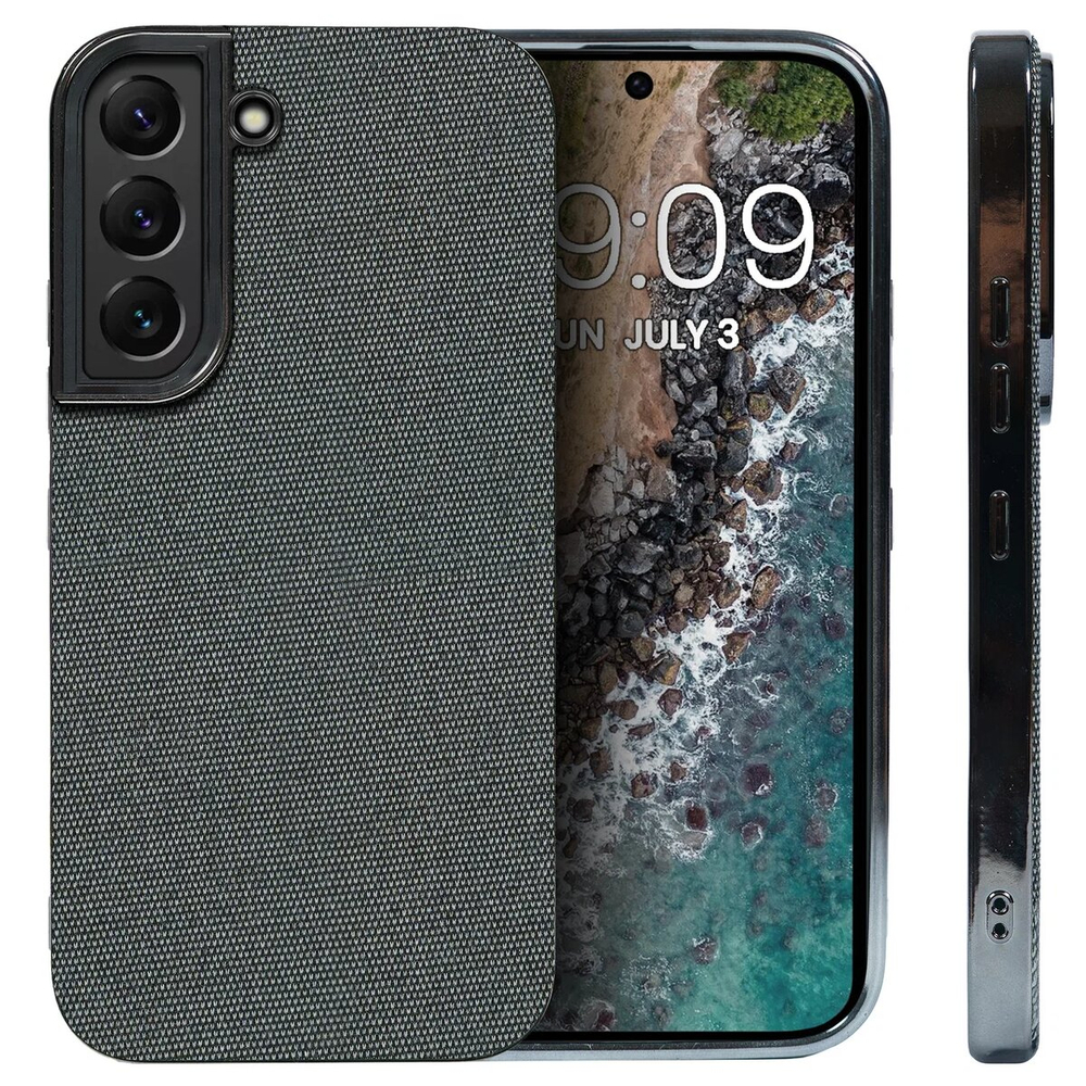 Дизайнерский чехол для SAMSUNG S22 (не PLUS,ULTRA) с мягкой тканевой поверхностью
