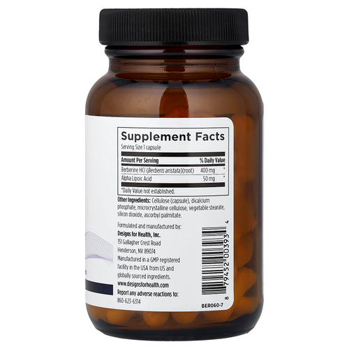 Designs For Health, Berberine Synergy™, 60 вегетарианских капсул