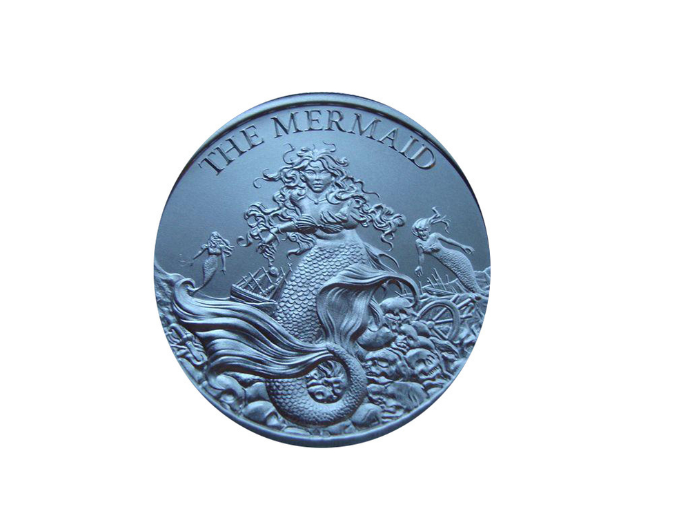 США жетон раунд Криптозоология Русалка Сирена The Mermaid Корабль парусник СЕРЕБРО