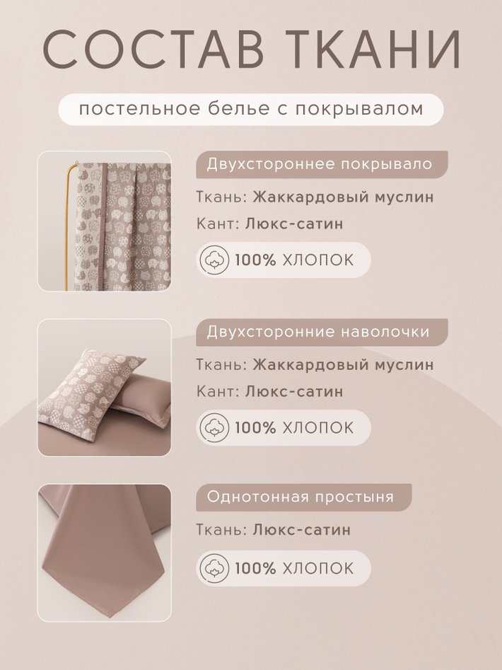 Комплект с жаккардовым покрывалом «Кошачий уют»
