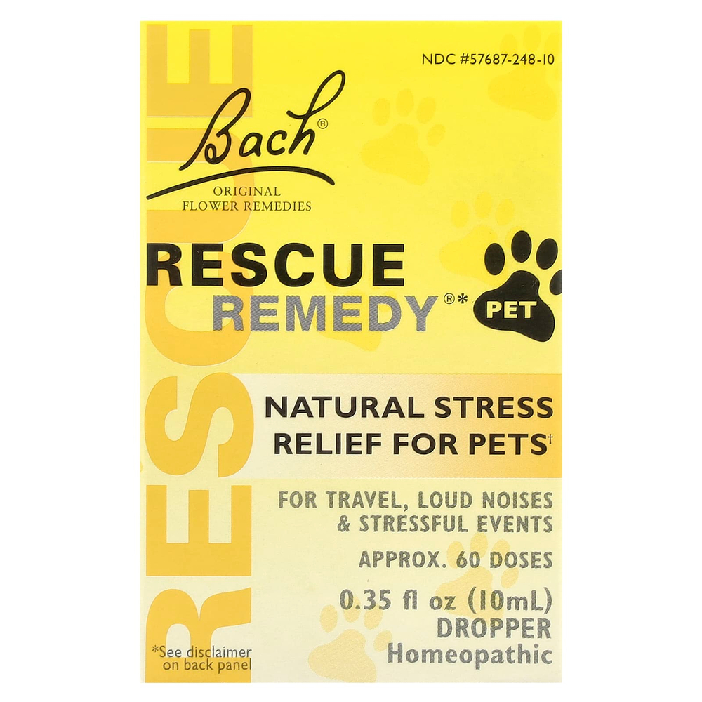 Bach, Original Flower Remedies, Rescue Remedy Pet, натуральное средство для снятия стресса, пипетка, 10 мл (0,35 жидк. унц.)