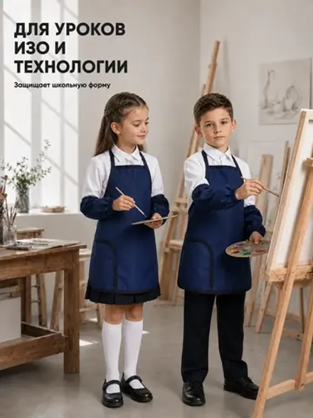 Фартук для детского творчества (темно-синий)